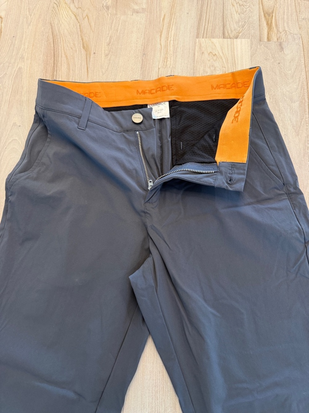Men's Gray Macade Golf Performance Pants with Orange Waistband